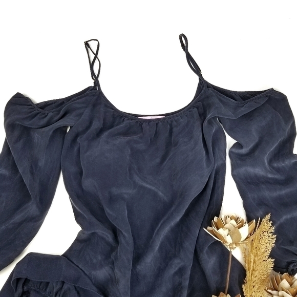 Lilly Pulitzer Blue Silk Cold Shoulder Dress XS - Picture 4 of 8